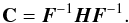 Mathematical equation: \begin{equation} \label{eq:cmat} \cmat=\fmat^{-1}\hmat\fmat^{-1} . \end{equation}