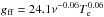 \hbox{$g_{\mathrm{ff}} = 24.1 \nu^{-0.06}T_{\mathrm{e}}^{0.06}$}