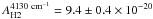 \hbox{$A^{\rm 4130~cm^{-1}}_{\rm H2}= 9.4\pm0.4\times10^{-20}$}