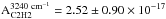 \hbox{$\rm A^{\rm 3240~cm^{-1}}_{C2H2} =2.52\pm0.90\times10^{-17}$}