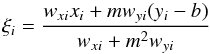 \appendix \setcounter{section}{3} \begin{equation} \label{apaa4} \xi_i=\frac{ w_{xi}x_i+mw_{yi}(y_i-b)}{ w_{xi}+m^2w_{yi} } \end{equation}