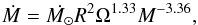 \begin{equation} \dot{M} = \dot{M_\odot} R^{2} \Omega^{1.33} M^{-3.36} , \end{equation}