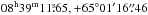 \hbox{$ \rm 08^{h} 39^{m} 11\fs 65, +65^{\circ} 01^{\prime} 16\farcs 46 $}