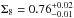 \hbox{$\Sigma_8=0.76_{-0.01}^{+0.02}$}