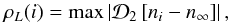 \begin{equation} \rho_L (i) = {\rm max} \left| { \mathcal{D}_2 \left[n_{i}-n_{\infty} \right] } \right|, \label{eq:smooth_eq} \end{equation}