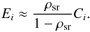 \begin{equation} E_i \approx \frac{\rho_{\mathrm{sr}}}{1-\rho_{\mathrm{sr}}} C_i. \label{eq:error_approx} \end{equation}
