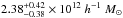 Mathematical equation: \hbox{$2.38_{-0.38}^{+0.42}\times10^{12}~h^{-1}~M_{\odot}$}