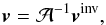Mathematical equation: \begin{equation} \bvec{v}= \cA^{-1} \bvec{v}^{\rm inv}, \label{eq:akerns3} \end{equation}
