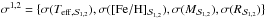 Mathematical equation: \hbox{$\sigma^{1,2} = \{\sigma(T_{\rm eff, {\cal S}_{1,2}}), \sigma({\rm [Fe/H]}_{{\cal S}_{1,2}}), \sigma(M_{{\cal S}_{1,2}}), \sigma(R_{{\cal S}_{1,2}})\}$}