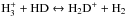 Mathematical equation: \hbox{$\hthree + {\rm HD} \leftrightarrow \htwod + \htwo$}