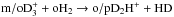 Mathematical equation: \hbox{${\rm m/o}\dthree + {\rm o}\htwo \rightarrow {\rm o/p}\dtwoh + {\rm HD}$}
