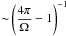 Mathematical equation: \hbox{${\sim} \left(\dfrac{4\pi}{\Omega}-1\right)^{-1}$}