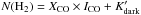 Mathematical equation: \hbox{$\NHt = \xco \times \ico + \kdarkp$}