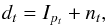 Mathematical equation: \begin{eqnarray} d_t = I_{p_t} + n_t, \label{eq:dataIonly} \end{eqnarray}