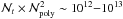 Mathematical equation: \hbox{$\N{t} \times \N{\mathrm{poly}}^2 \sim 10^{12}{-}10^{13}$}