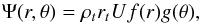 Mathematical equation: \appendix \setcounter{section}{2} \begin{equation} \label{eq:streamFunc} \Psi(r,\theta) = \rho_t r_t U f(r)g(\theta), \end{equation}