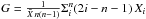 Mathematical equation: \hbox{$G={ {1} \over {\bar{X} \, n(n-1)} } \Sigma^n_i (2i-n-1) \, X_i$}