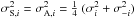 Mathematical equation: \hbox{$\sigma^2_{{\rm S},i} = \sigma^2_{{\rm A},i} = \frac{1}{4} \ (\sigma^2_i + \sigma^2_{-i})$}