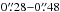 Mathematical equation: \hbox{$0\farcs28{-}0\farcs48$}