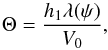 Mathematical equation: \begin{equation} \Theta = \frac{h_1\lambda(\psi)}{V_0} , \label{eq:5.8} \end{equation}