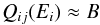 Mathematical equation: \begin{equation} \label{eq:forbidden} Q_{ij}(E_i) \approx B \end{equation}