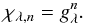 Mathematical equation: \begin{equation} \chi_{\lambda,n} = g_\lambda^n. \end{equation}