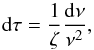 Mathematical equation: \begin{equation} \label{eqt-stretch} \diff\Pm = {1\over \zeta} {\diff \nu \over \nu^2} , \end{equation}