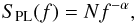 Mathematical equation: \begin{equation} S_{\rm PL}(f) = Nf^{-\alpha}, \label{eq:pl} \end{equation}