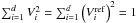 Mathematical equation: \hbox{$\sum_{i=1}^{d} V_i^2 = \sum_{i=1}^{d} \left(V_i^{\mathrm{ref}}\right)^2 = 1$}