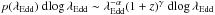 Mathematical equation: \hbox{$p(\lambda_{\mathrm{Edd}})~{\rm d}\!\log \lambda_{\mathrm{Edd}} \sim \lambda_{\mathrm{Edd}}^{-\alpha}(1+z)^{\gamma}~{\rm d}\!\log \lambda_{\mathrm{Edd}}$}