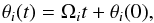 Mathematical equation: \begin{equation} \theta_i(t) = \Omega_i t + \theta_i(0), \end{equation}