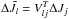 Mathematical equation: \hbox{$\Delta\tilde{J}_l = V_{lj}^T \Delta J_j$}