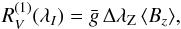 Mathematical equation: \begin{equation} \R{1}{V}=\bar g\,\Zeeman\,\Hz, \label{eq:Hz} \end{equation}