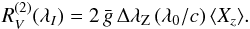 Mathematical equation: \begin{equation} \R{2}{V}=2\,\bar g\,\Zeeman\,(\lambda_0/c)\,\xover. \label{eq:xover} \end{equation}