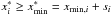 Mathematical equation: \hbox{$x^*_i \geq x^*_{\mathrm{min}}=x_{\mathrm{min},i}+s_i$}