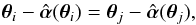Mathematical equation: \begin{equation} \vc\theta_i-\hat{\vc\alpha}(\vc\theta_i) =\vc\theta_j-\hat{\vc\alpha}(\vc\theta_j), \label{eq:tahat} \end{equation}