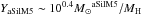 Mathematical equation: \hbox{$Y_\mathrm{{aSilM5}} \sim 10^{0.4} M{_\odot}{^\mathrm{aSilM5}}/M_\mathrm{H}$}
