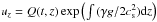 Mathematical equation: \hbox{$u_z=Q(t,z)\exp{\left (\int{(\gamma g/2c^2_{\rm s}){\rm d}z}\right )}$}