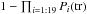 Mathematical equation: \hbox{$1-\prod_{i=1:19} P_i\rm (tr)$}