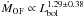 Mathematical equation: \hbox{$\dot M_{\rm OF}\propto L_{\rm bol}^{1.29\pm0.38}$}