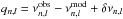 Mathematical equation: \hbox{$q_{n,l} = \nu^{\rm obs}_{n,l} - \nu^{\rm mod}_{n,l} + \delta\nu_{n,l}$}