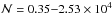 Mathematical equation: \hbox{$ {\cal N} = 0.35{-}2.53 \times10^4$}