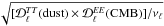 Mathematical equation: \hbox{$\sqrt{[\dltt (\text{dust}) \times \dlee (\text{CMB})]/\nu_{\ell}}$}