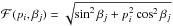 Mathematical equation: \hbox{$\mathcal{F}(p_i, \beta_j) = \sqrt{\sin^2\beta_j+p_i^2\cos^2\beta_j}$}