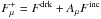 Mathematical equation: \hbox{$F_{\mu}^{+} = F^{\rm drk} + A_{\mu} F^{\rm inc}$}
