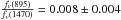 Mathematical equation: \hbox{$\frac{f_{\nu}(895)}{f_{\nu}(1470)}=0.008\pm 0.004$}