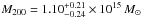 Mathematical equation: \hbox{$M_{200}=1.10_{-0.24}^{+0.21}\times {10^{15}\,M_{\odot}}$}