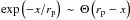 Mathematical equation: \hbox{$\exp\left(-x/r_{\rm p}\right)\,\sim\,\Theta\left(r_{\rm p}-x\right)$}