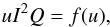 Mathematical equation: \begin{equation} \displaystyle uI^2Q = f(u), \end{equation}