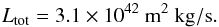 Mathematical equation: \begin{equation} L_{\rm tot} = 3.1 \times 10^{42}\ {\rm m^2~kg/s}. \end{equation}